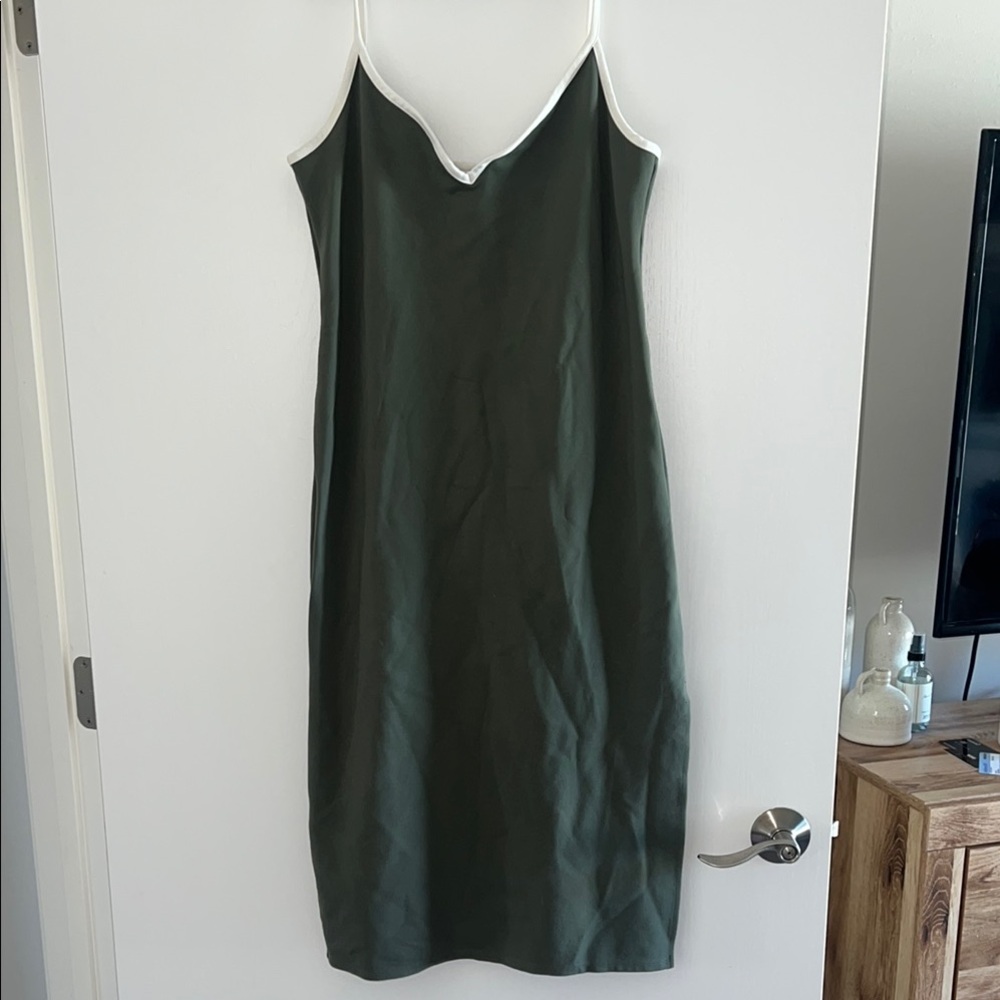 Abercrombie and Fitch- Green Midi dress with White Trim